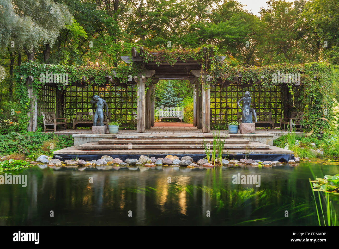 Pergola in Leo Mol Sculpture Garden, Assiniboine Park, Winnipeg, Manitoba,  Canada Stock Photo - Alamy