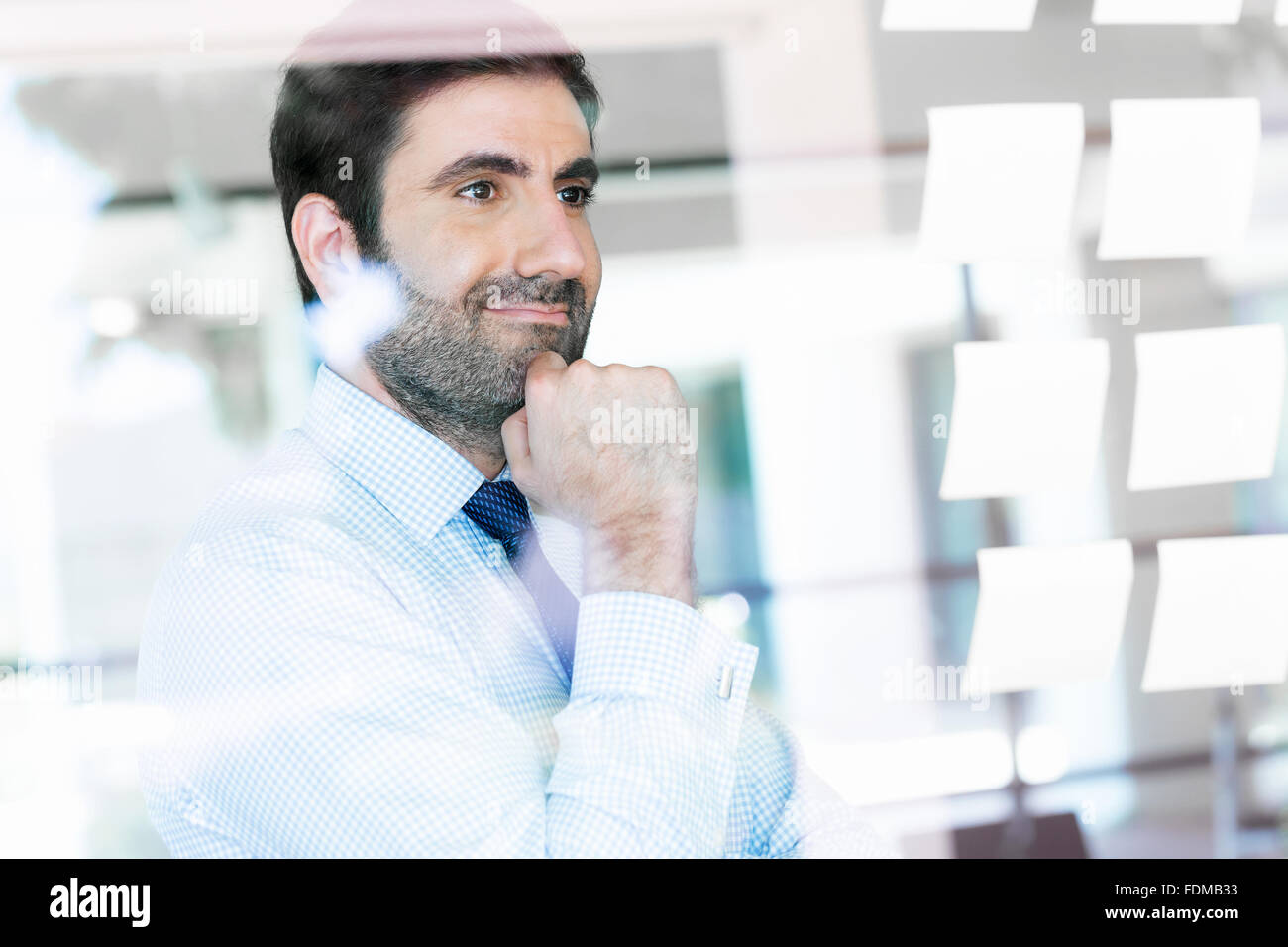 Young businessman in office looking at the notes Stock Photo - Alamy