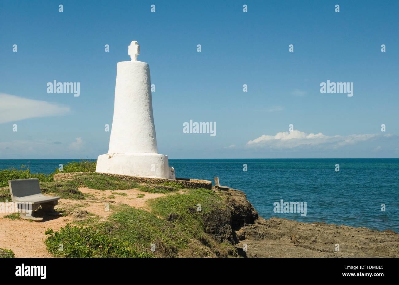 Kenya, Malindi, Vasco da Gama Pillar, overlooking sea Stock Photo