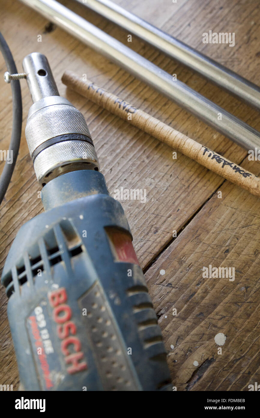 Drill And Wood Core Sample Taken From A Timber Above The Fireplace In The Kitchen At Avebury Manor Wiltshire Stock Photo Alamy