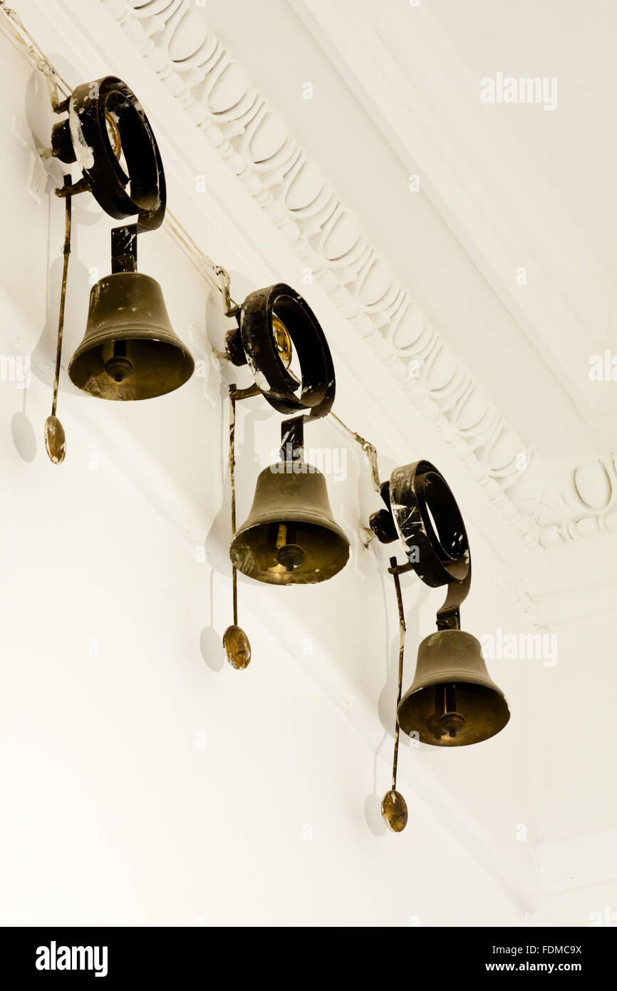 Sprung bells on the second floor landing at Ickworth, Suffolk. Stock Photo