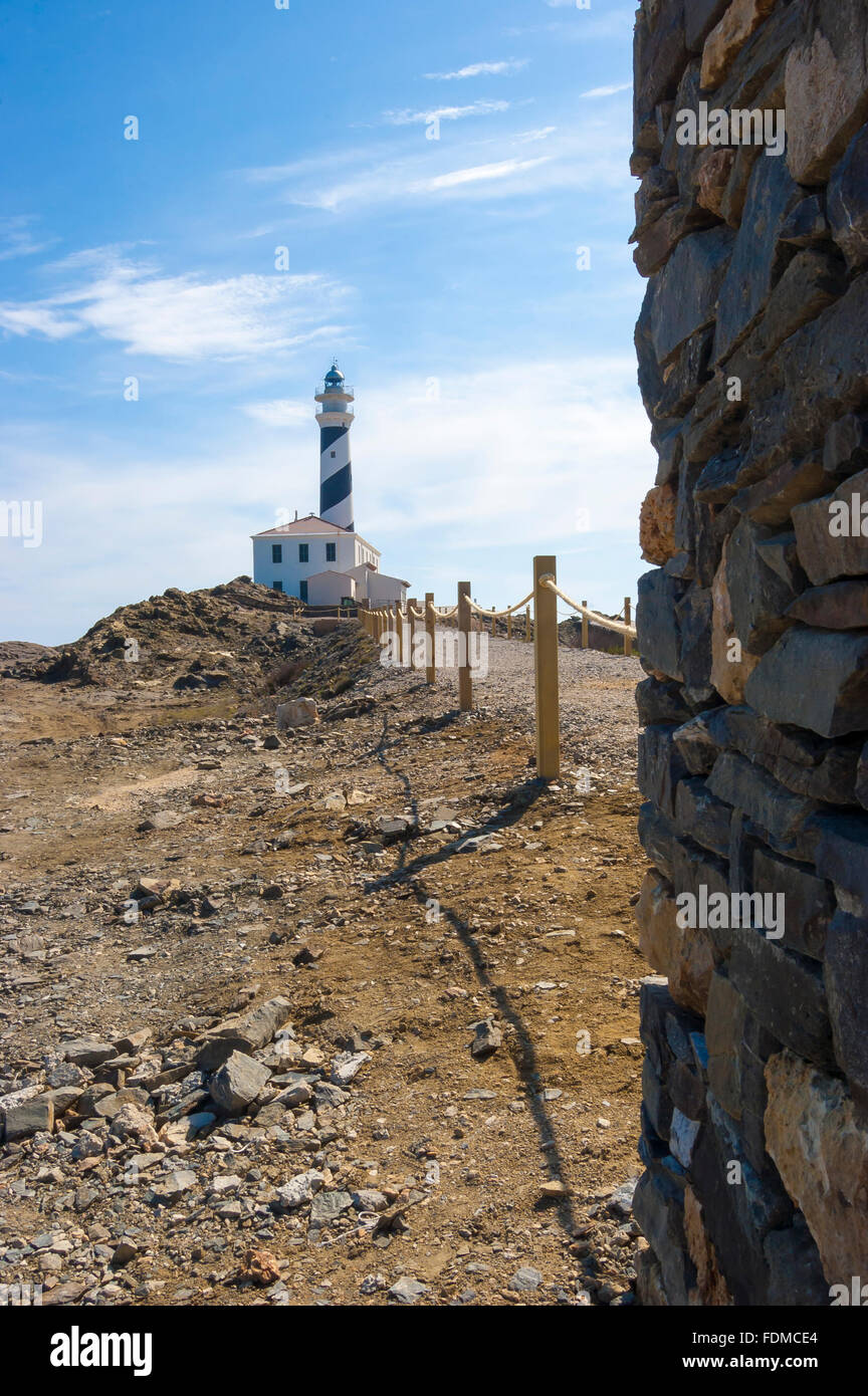Favaritx lighthouse, Menorca, Balearic Islands Stock Photo