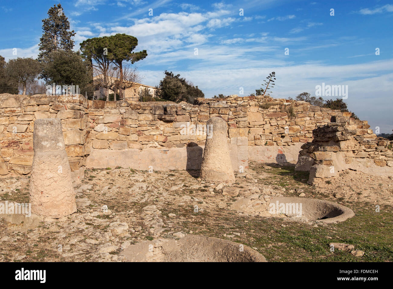 Ruins of the iberian settlement of Ullastret in Girona, Catalonia. Stock Photo