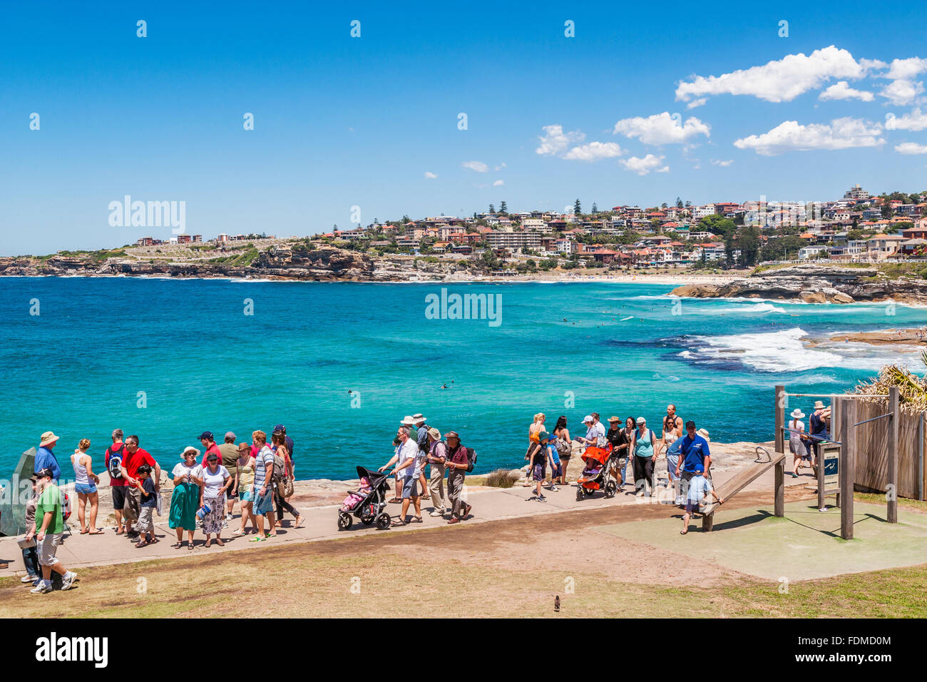 Australia, New South Wales, Sydney, spectator crouds on the coastal footpath between Bondi and Tamarama Beach Stock Photo