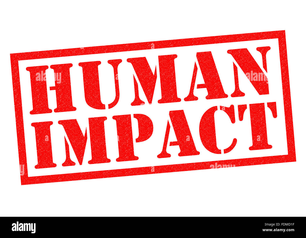 HUMAN IMPACT red Rubber Stamp over a white background. Stock Photo