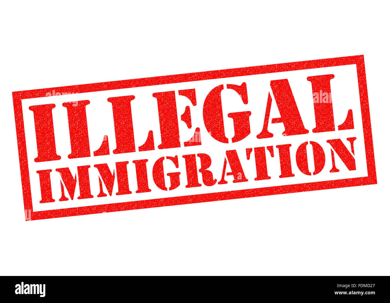 ILLEGAL IMMIGRATION red Rubber Stamp over a white background. Stock Photo