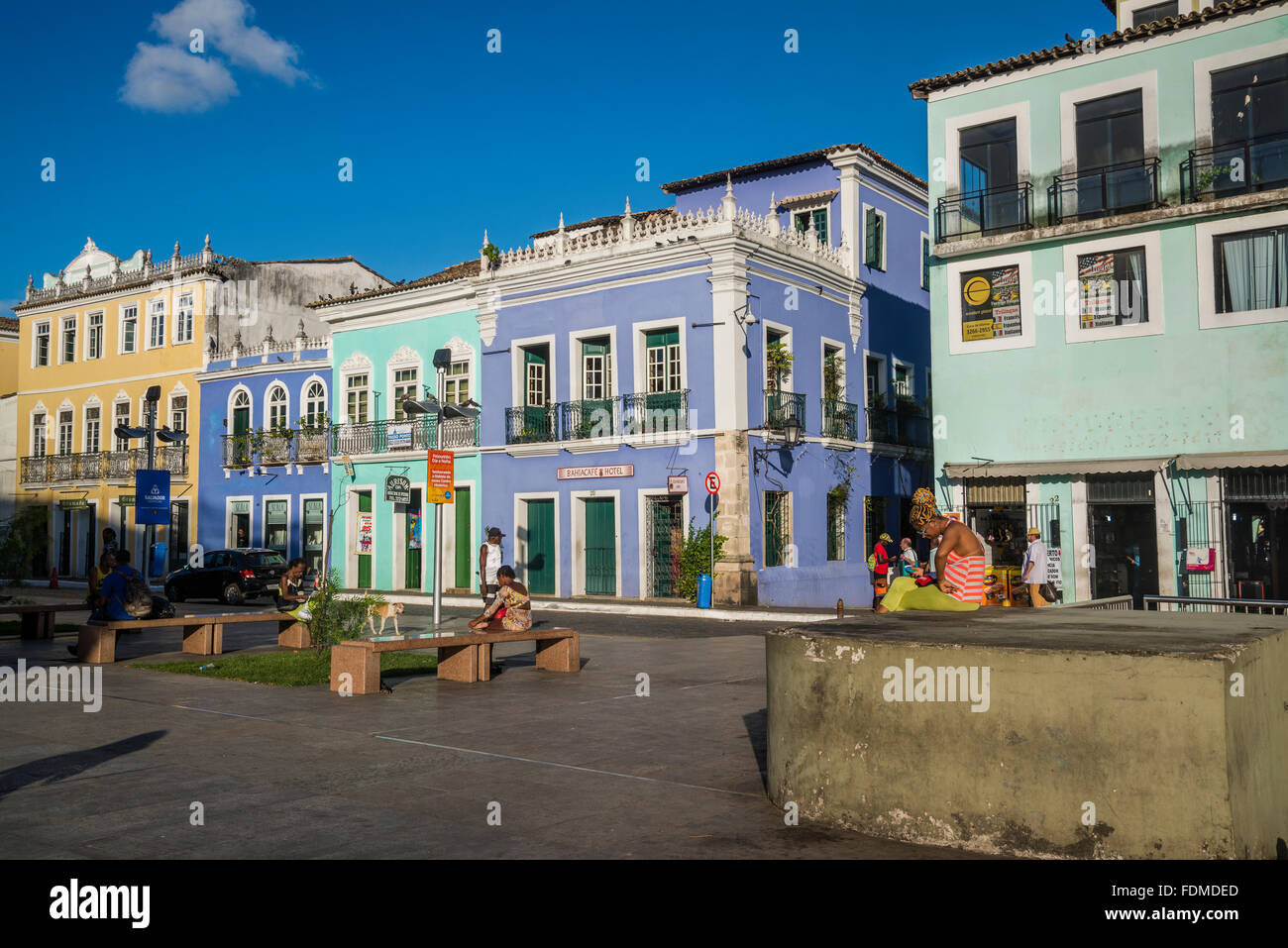 Portuguese colonial architecture, Praca de Se, Salvador, Bahia, Brazil Stock Photo