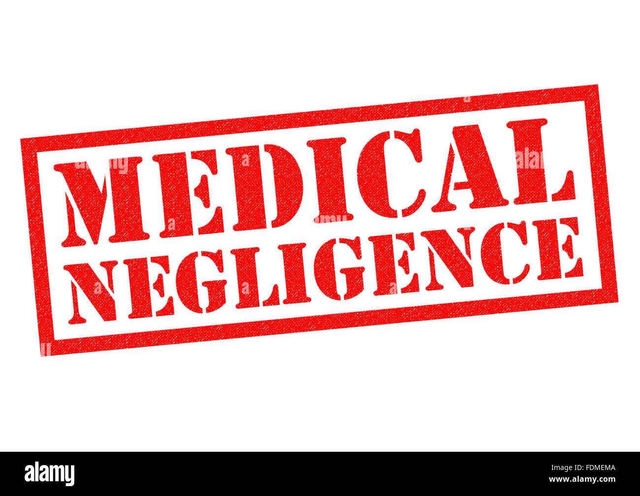 MEDICAL NEGLIGENCE red Rubber Stamp over a white background. Stock Photo