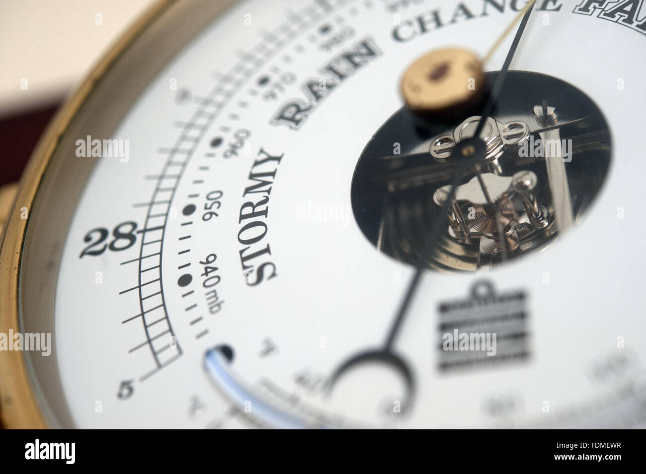 Close view of barometer gauge at Souter Lighthouse, Tyne & Wear. Souter