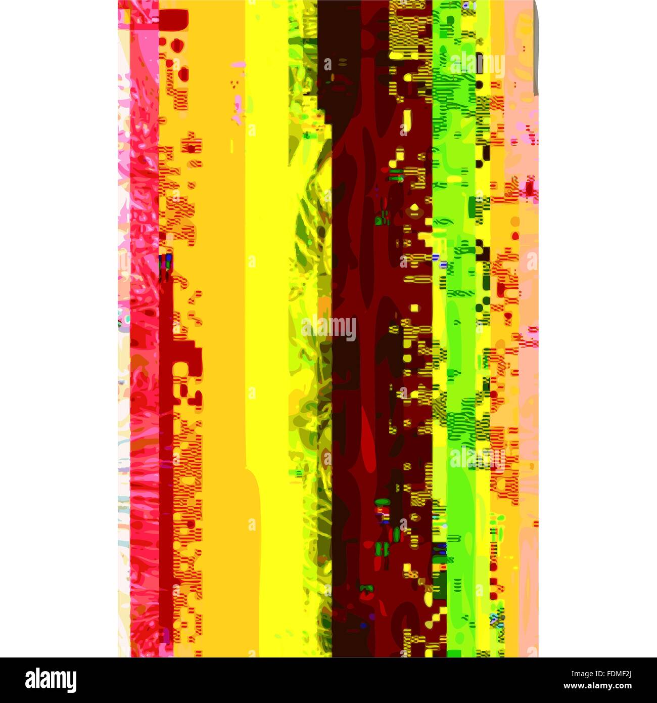 vector vibrant red yellow colors modern abstract digital vertical glitch graphic design damaged data file background Stock Vector