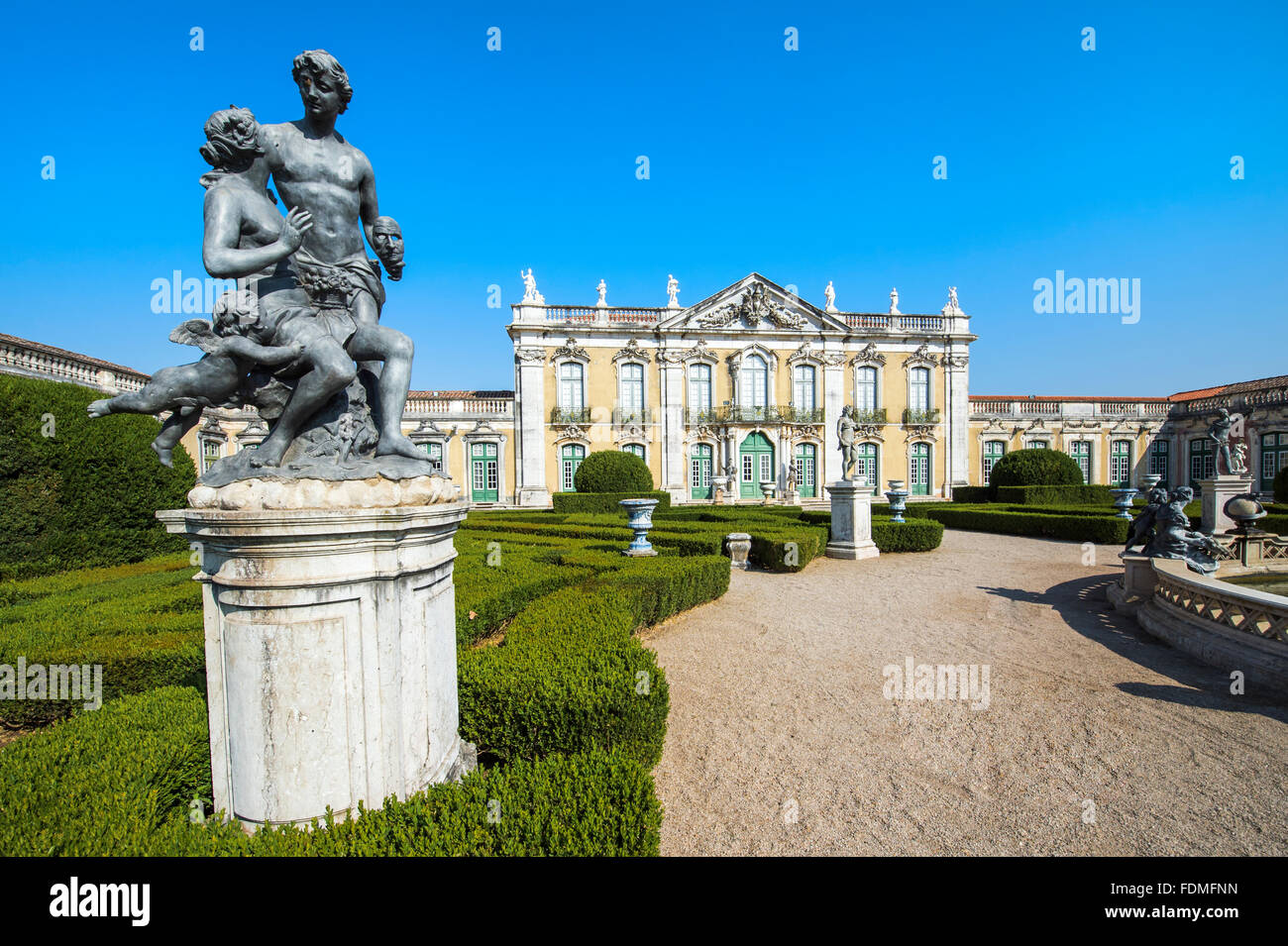 Statue of Vertumnus and Pomona by John Cheere, Royal Summer Palace of Queluz, Lisbon Coast, Portugal Stock Photo