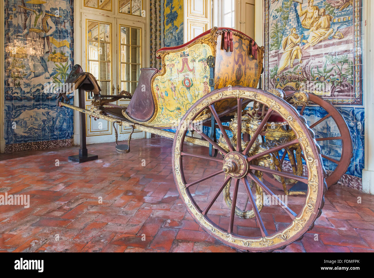 Calash, Sala dos Azulejos, Royal Summer Palace of Queluz, Lisbon Coast, Portugal Stock Photo