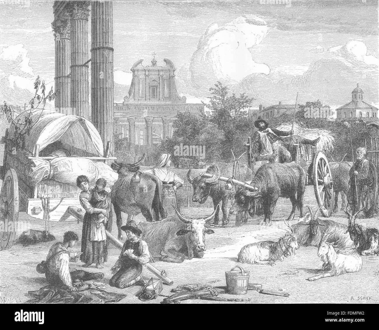 ROME: Campo Vaccino, Rome, antique print 1877 Stock Photo