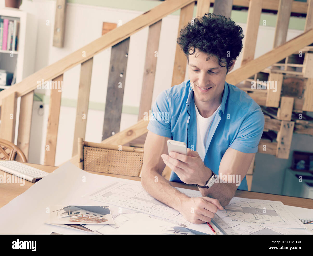 Architectural project workplace engineer drafts hi-res stock ...
