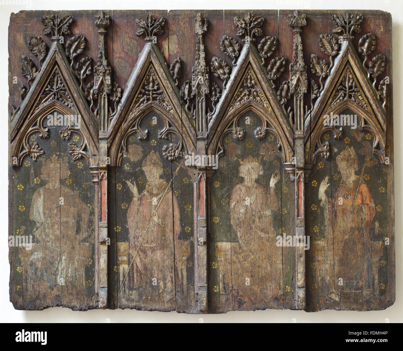 Early thirteenth century English Rood screen at Kingston Lacy, Dorset. Stock Photo