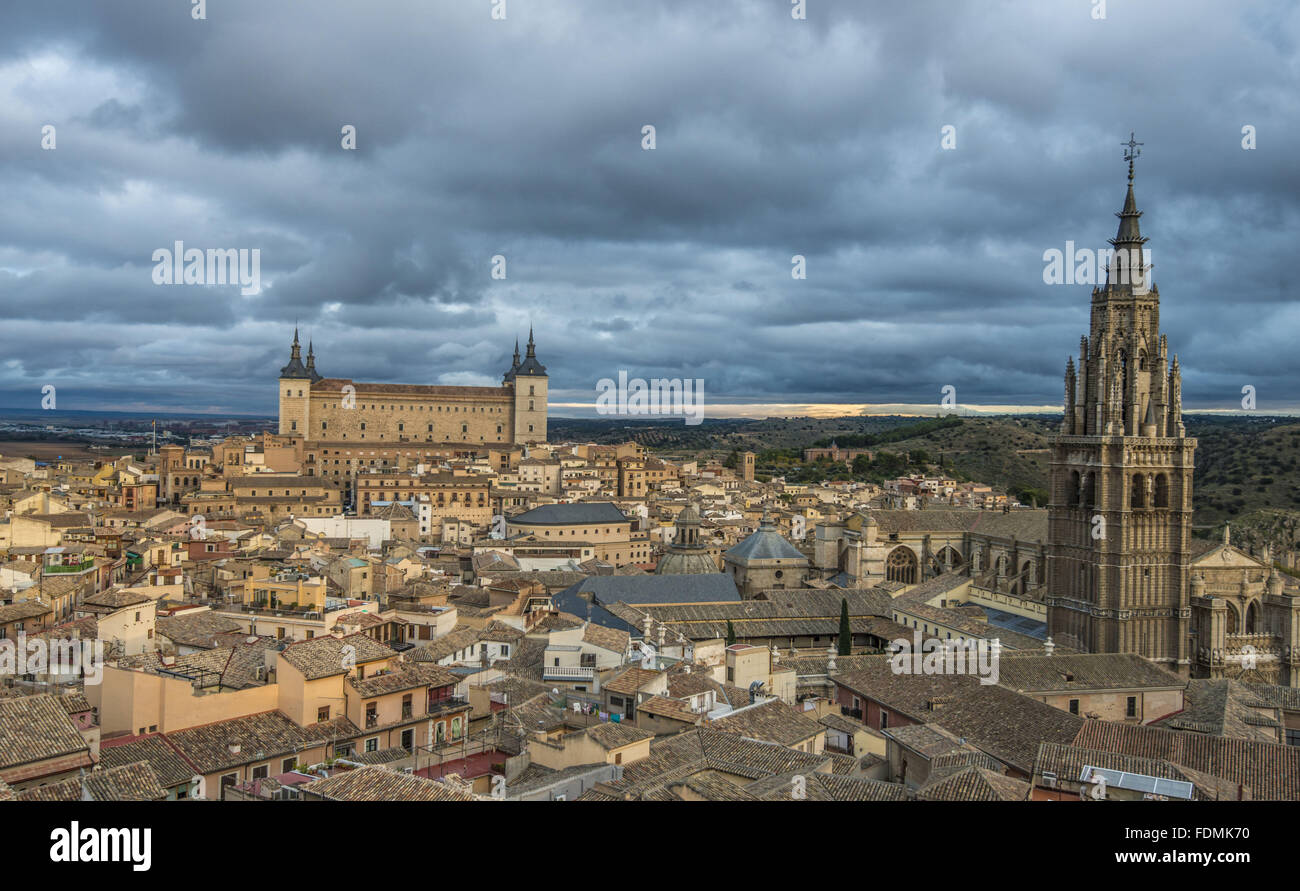 Panoramic view of the city - the region of Castilla - La Mancha Stock Photo
