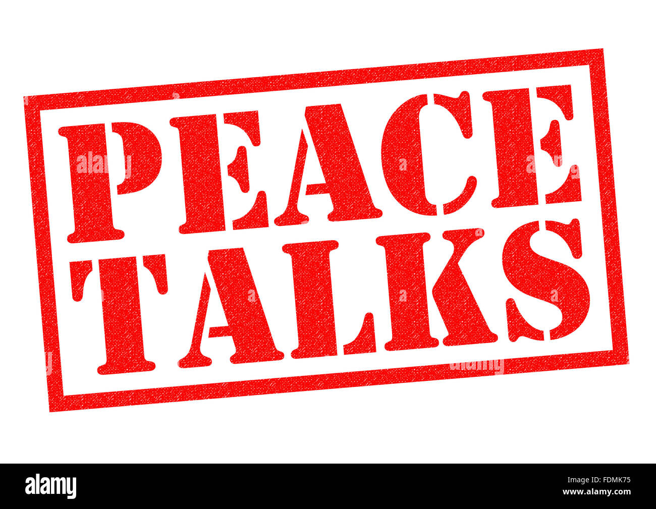 PEACE TALKS red Rubber Stamp over a white background. Stock Photo