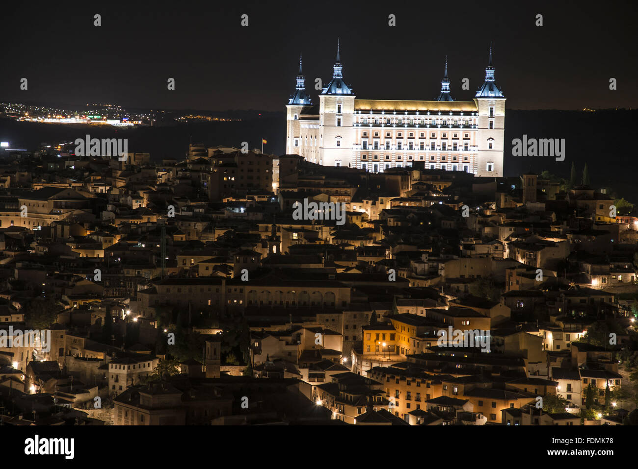 Night and panoramic views of the city - the region of Castilla - La Mancha Stock Photo