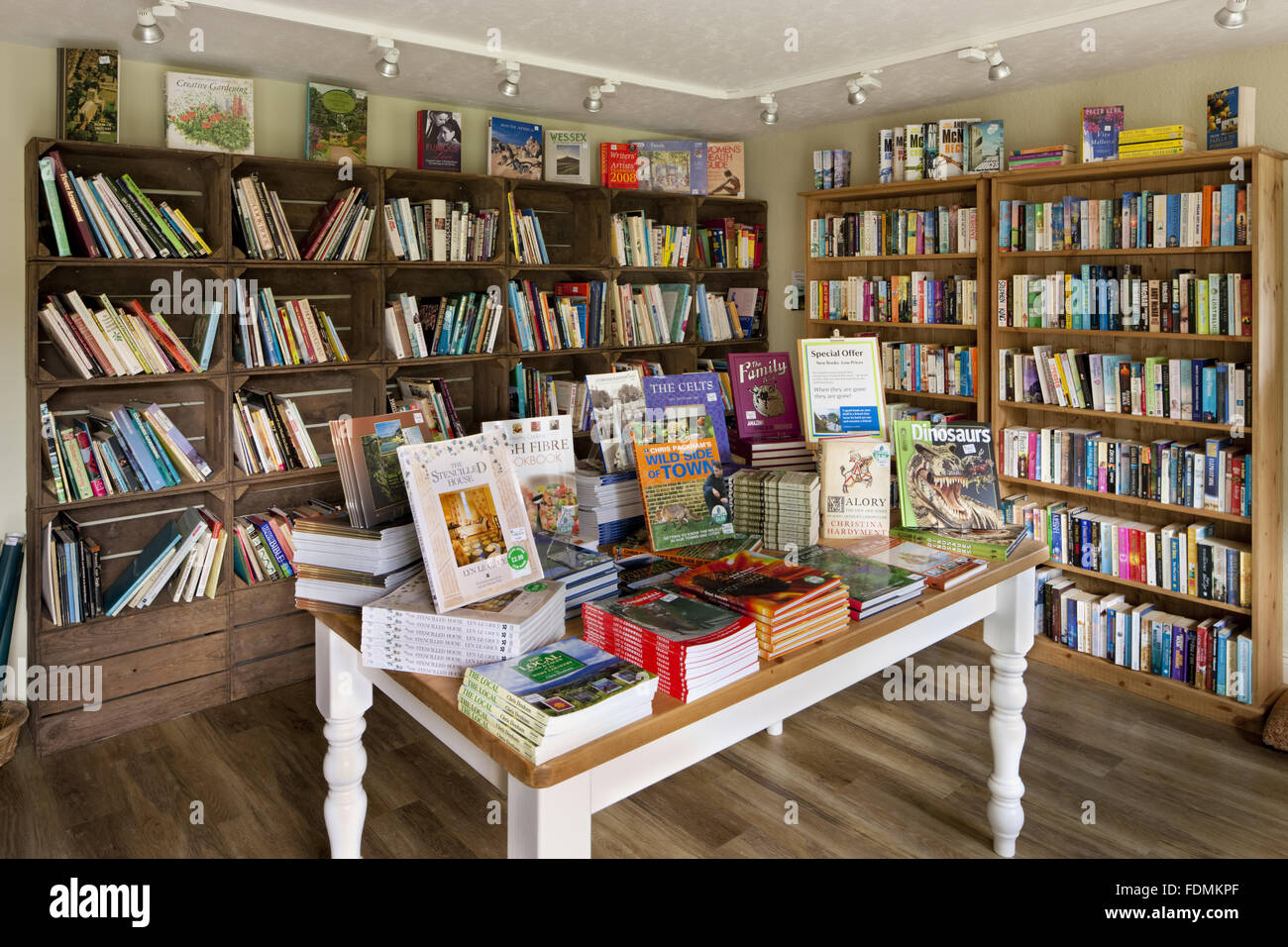 Secondhand bookshop at Trelissick Garden, Cornwall. Stock Photo