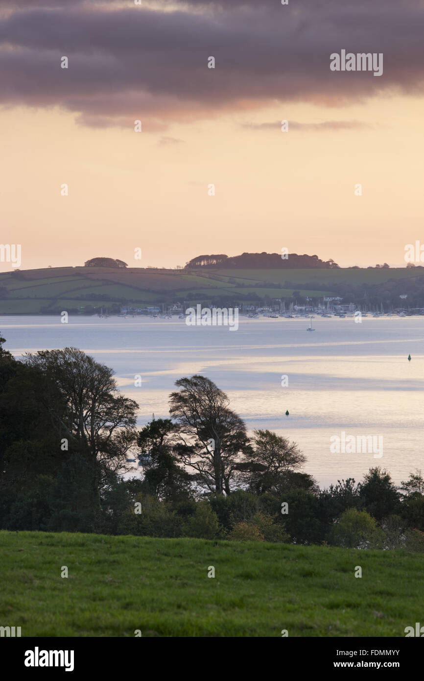 The Carrick Roads seen from Trelissick Garden, Cornwall. Stock Photo