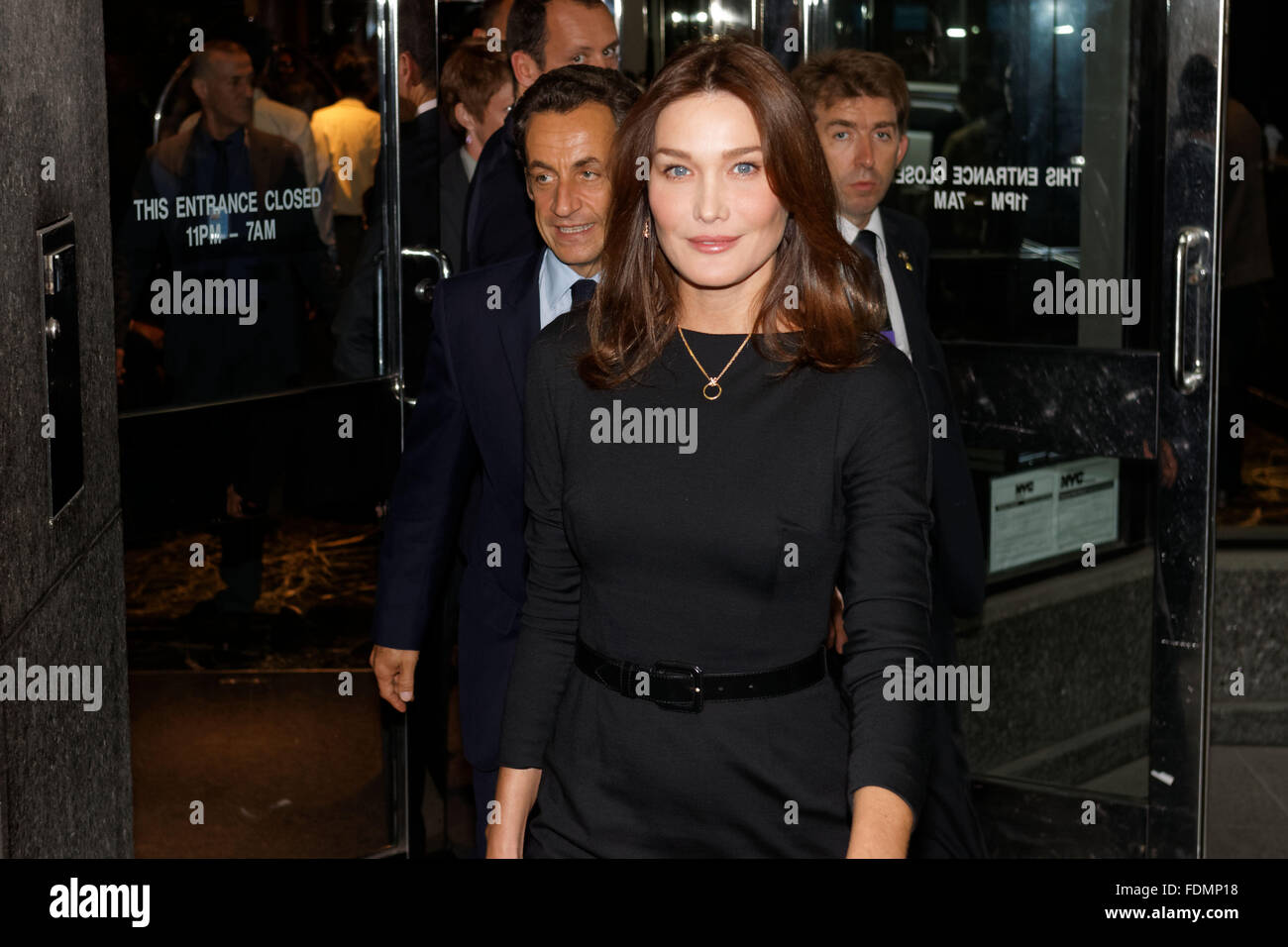 Former French President Nicolas Sarkozy and wife Carla Bruni in New York City. photo by Trevor Collens Stock Photo