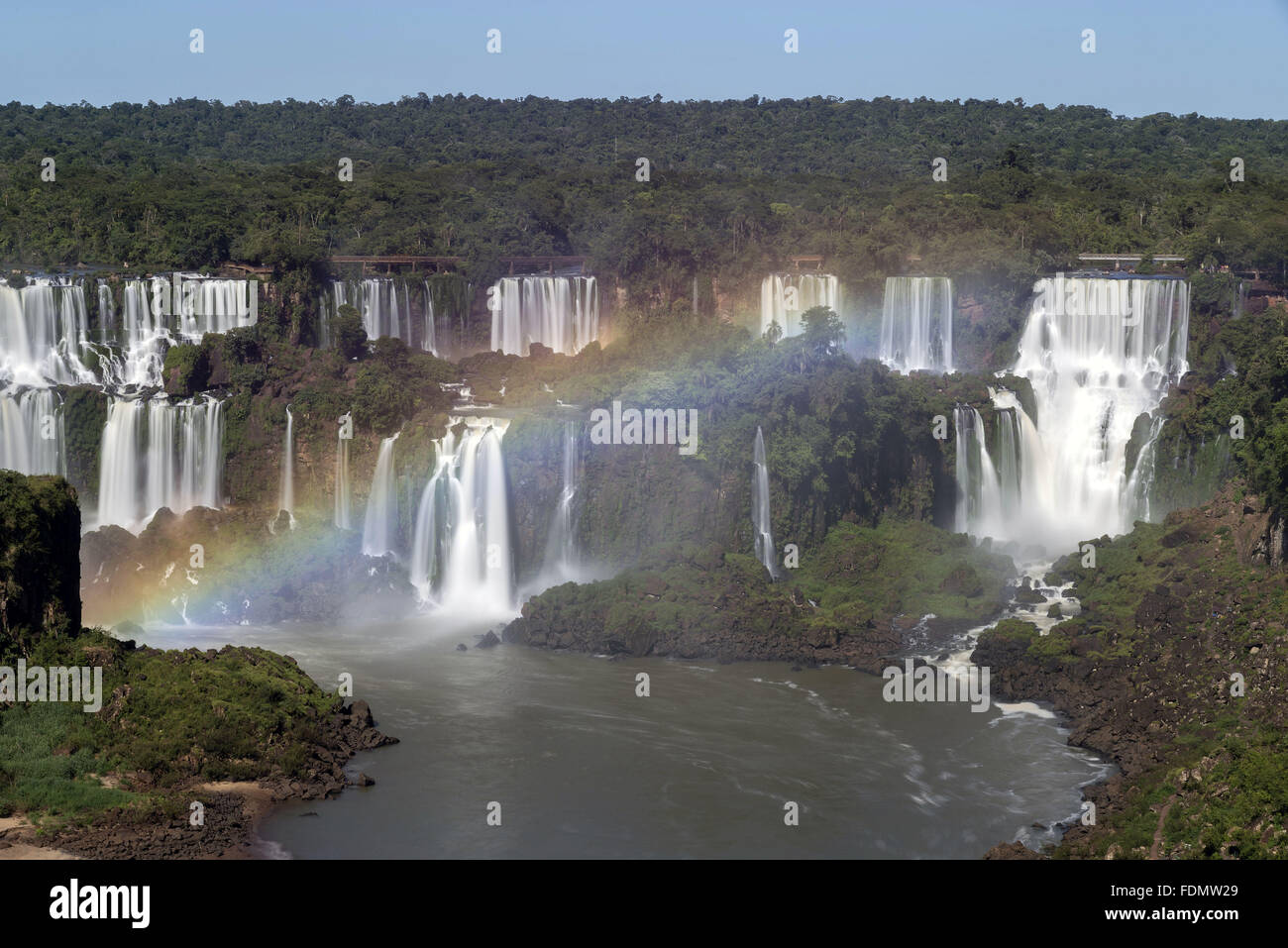 Rainbows in the Iguaçu Falls Stock Photo