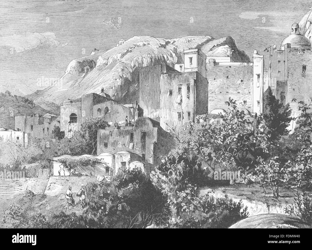 ITALY: Capri, from the hotel Pagano, antique print 1877 Stock Photo