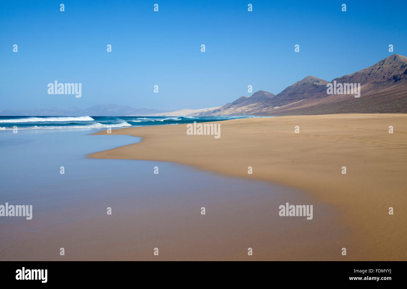 Fuerteventura, Canary Islands,  wide sandy  Cofete beach on Jandia Peninsula Stock Photo