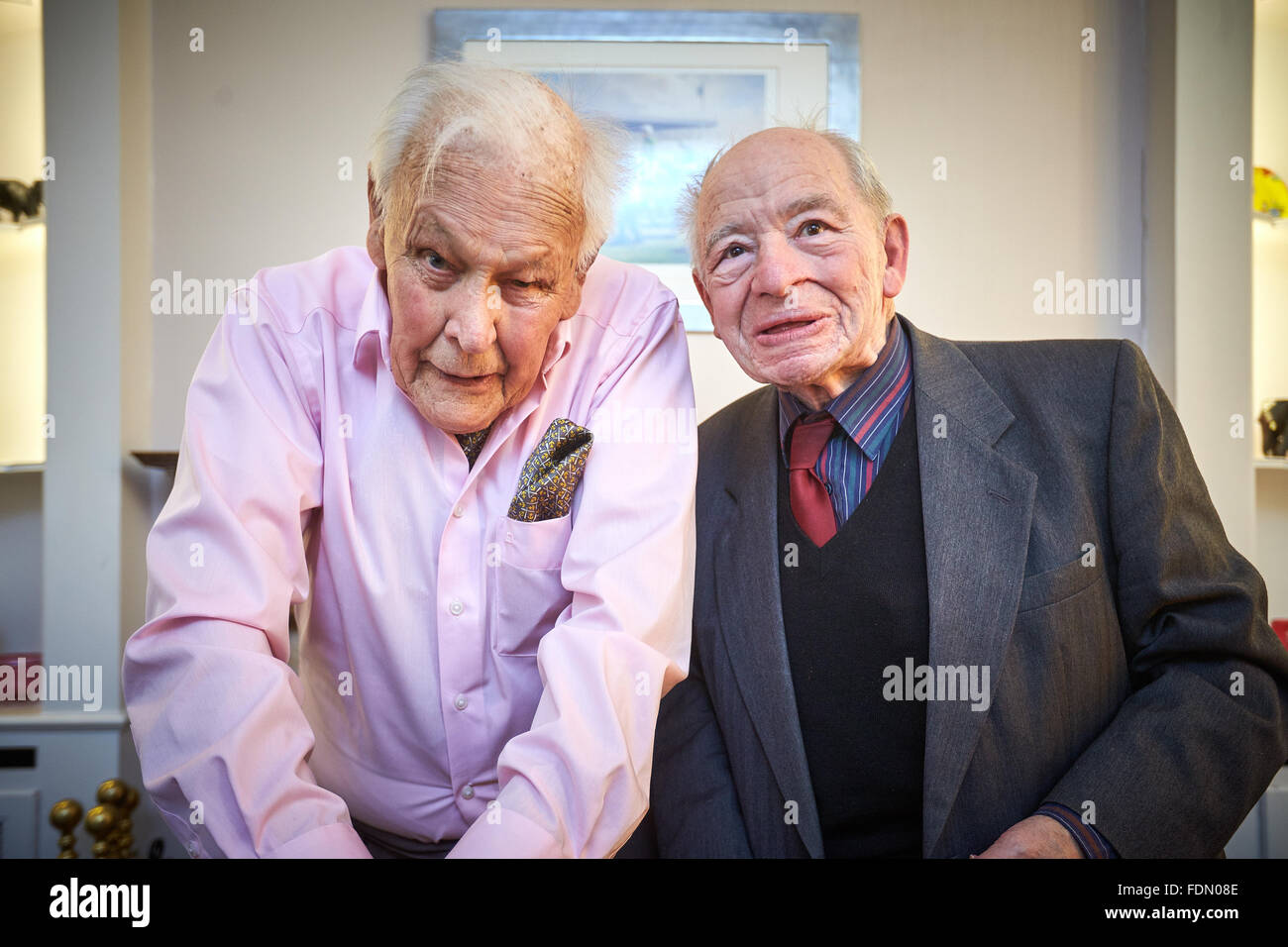 Colin Dexter (R), author of the Inspector Morse books, presents a