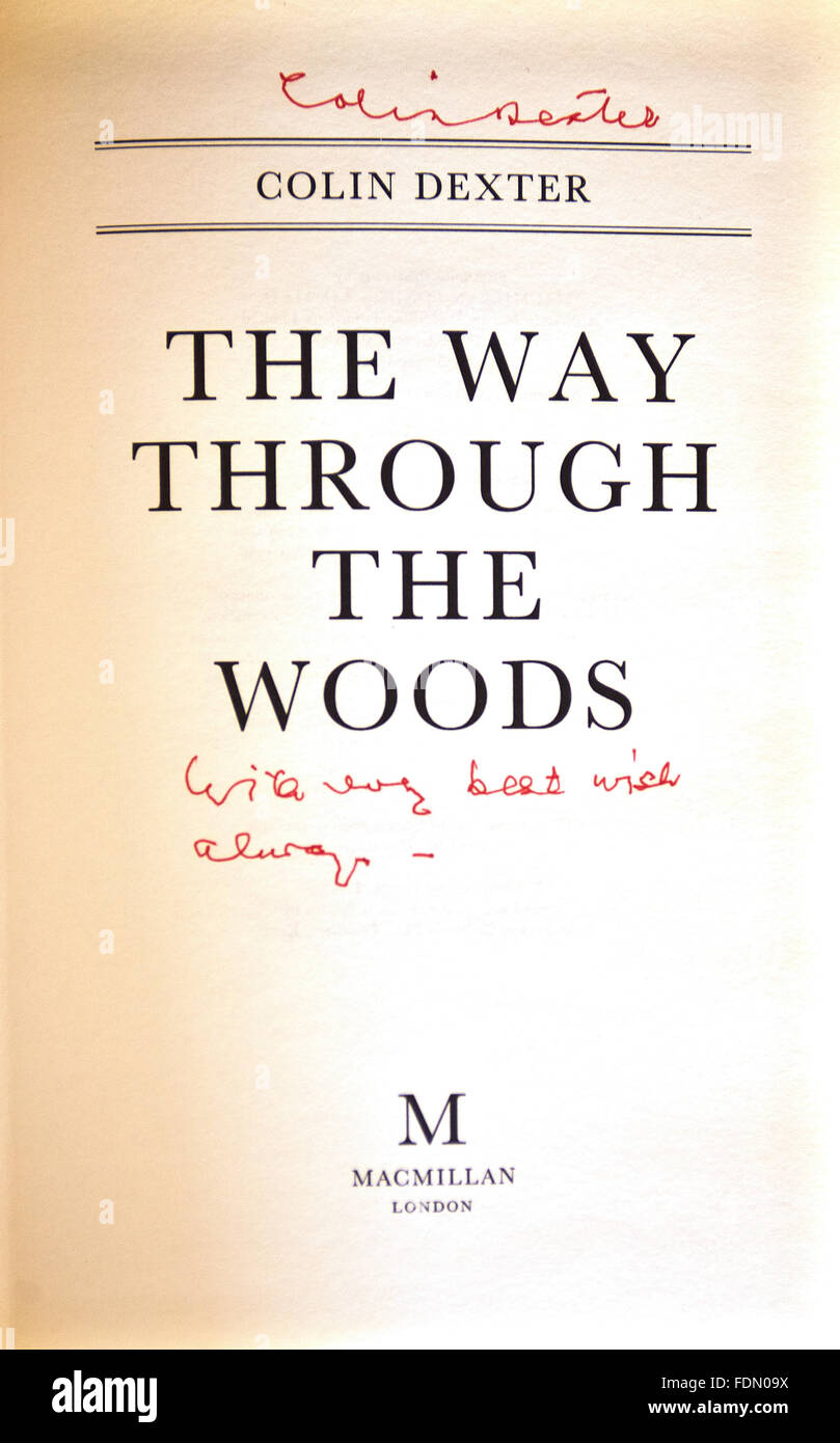 Signed copy of a book by Colin Dexter Stock Photo