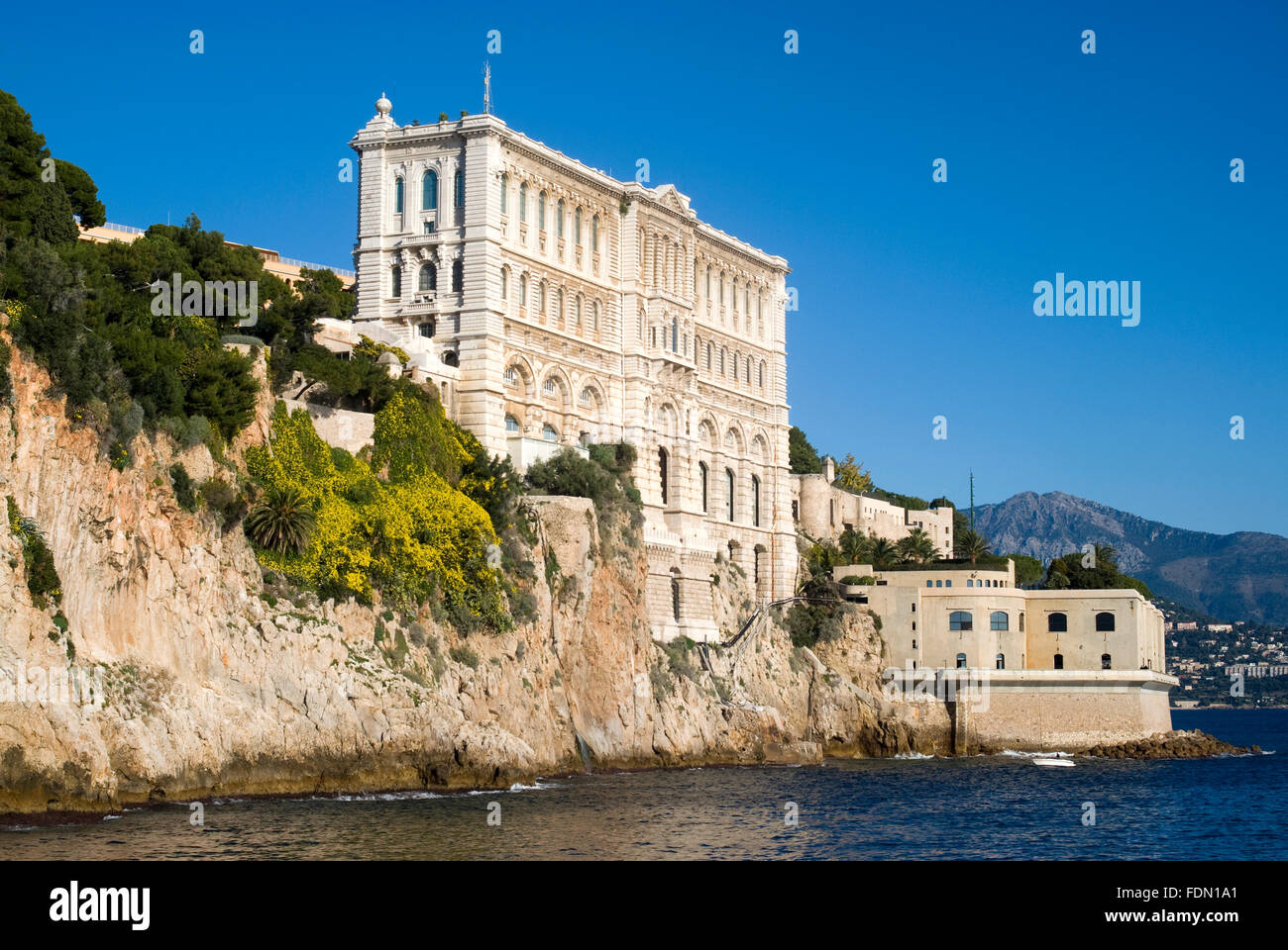 Side of Oceanographic Institute in Principality of Monaco Stock Photo