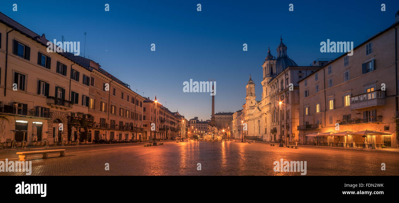Rome, Italy: Piazza Navona in the sunrise Stock Photo