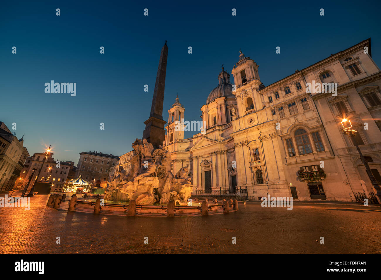 Rome, Italy: Piazza Navona in the sunrise Stock Photo