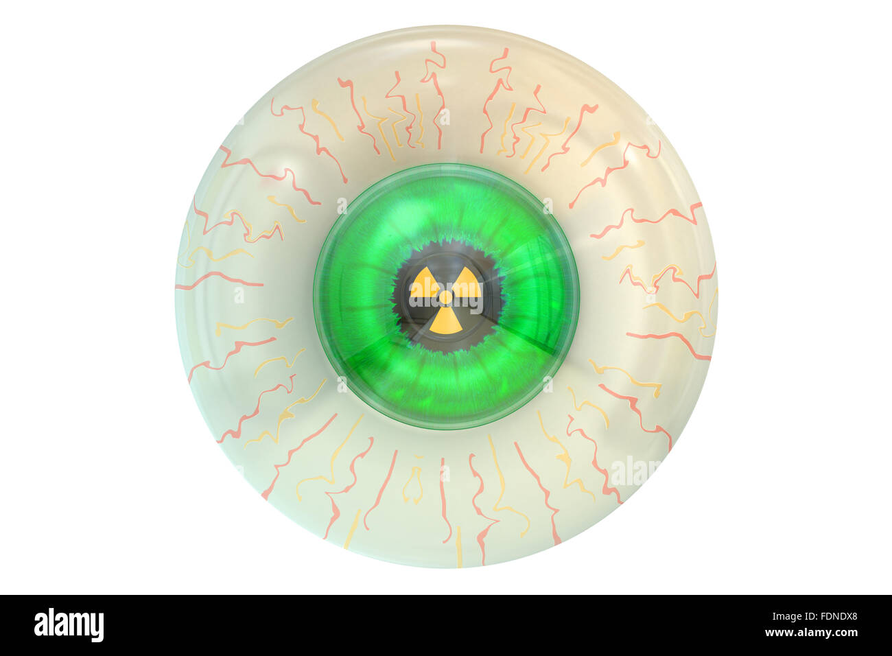 Human eye with radiation hazard symbol Stock Photo