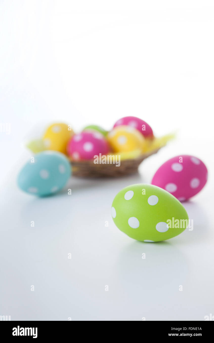Easter eggs on white background, studio shot Stock Photo - Alamy