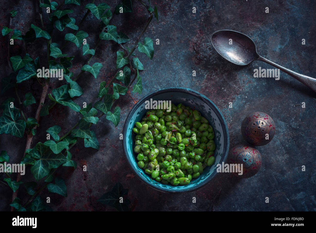 A bowl of Edamame beans and peas Stock Photo Alamy