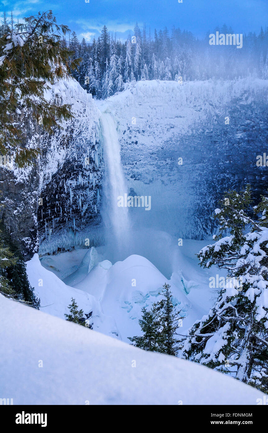 Helmcken Falls in winter with accumulated snow/ice cone, Wells Gray Provincial Park, British Columbia, Canada Stock Photo