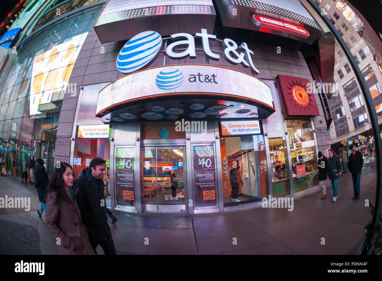 An AT&T cell phone store seen in Times Square in New York on Tuesday