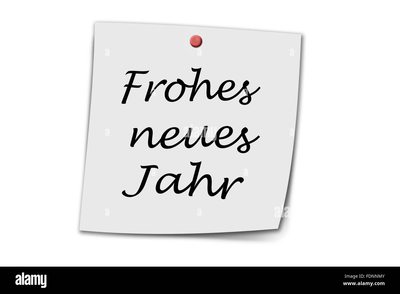 Frohes neues Jahr (German happy new year) written on a memo isolated on white Stock Photo