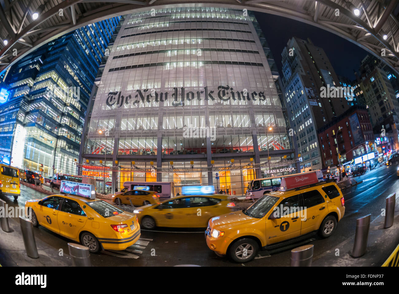 The offices of the the New York Times media empire in Midtown in New York on Tuesday, January 26, 2016. (© Richard B. Levine) Stock Photo