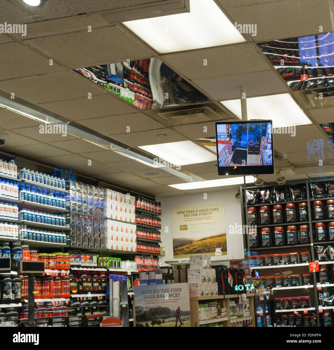 A monitor shows the video feed of security cameras in a store in New York  on Tuesday, January 26, 2016. (© Richard B. Levine Stock Photo - Alamy