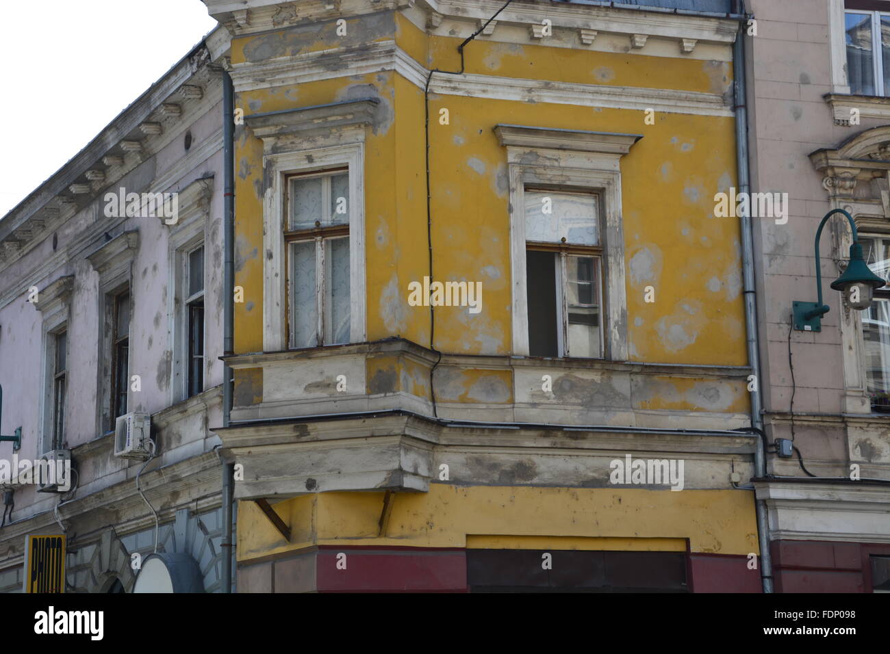 Many buildings in Sarajevo still show the damage scars of the 1992-96 siege of the city. Stock Photo