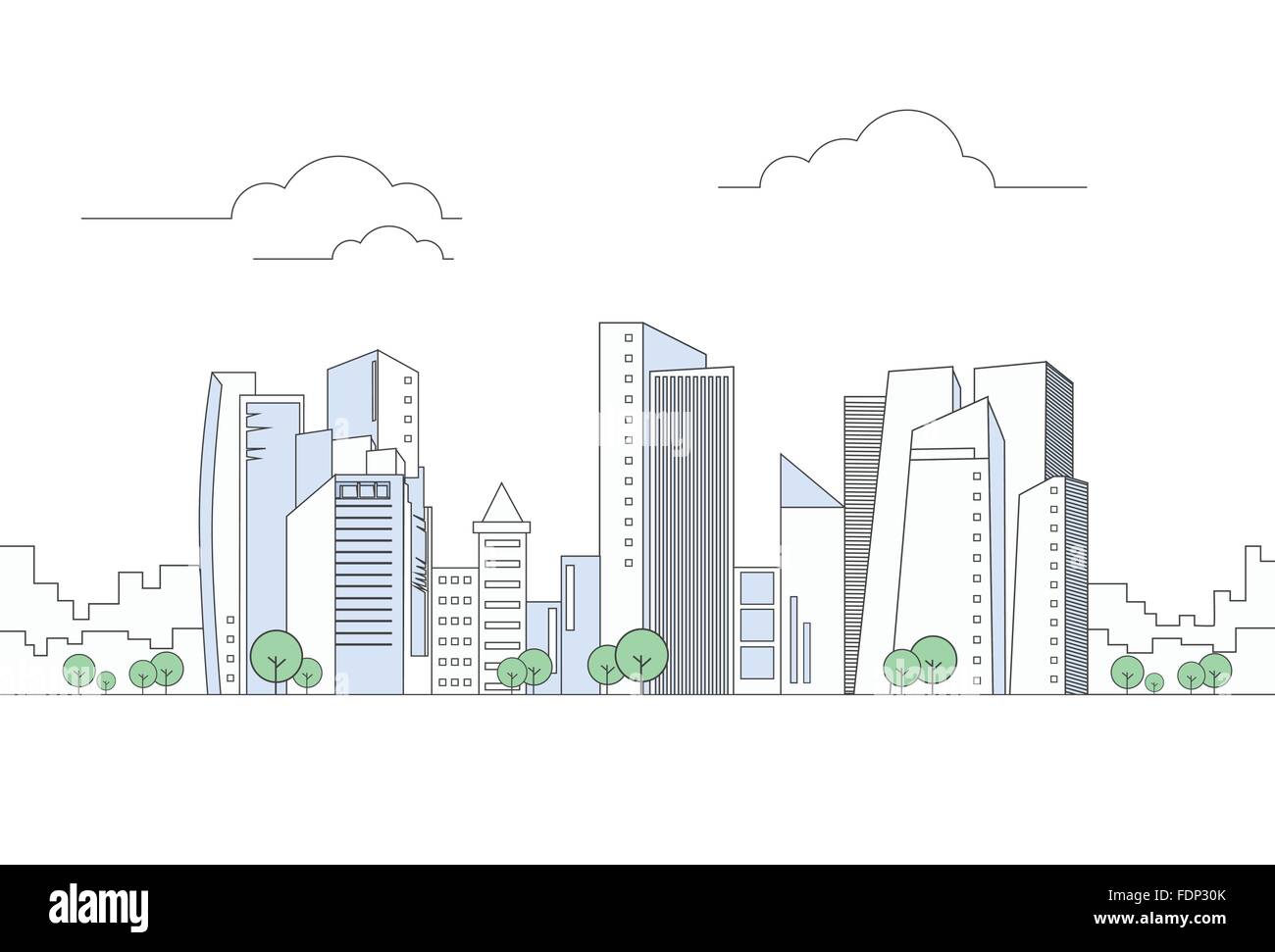 Modern City Megalopolis View Skyscraper Cityscape Stock Vector Image ...