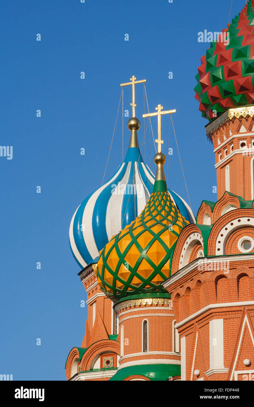 Striped onion domes of St Basil's Cathedral on Red Square, Moscow