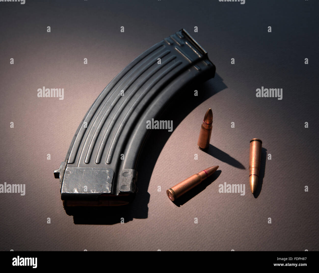 AK47 high capacity assault rifle magazine with live ammunition of the