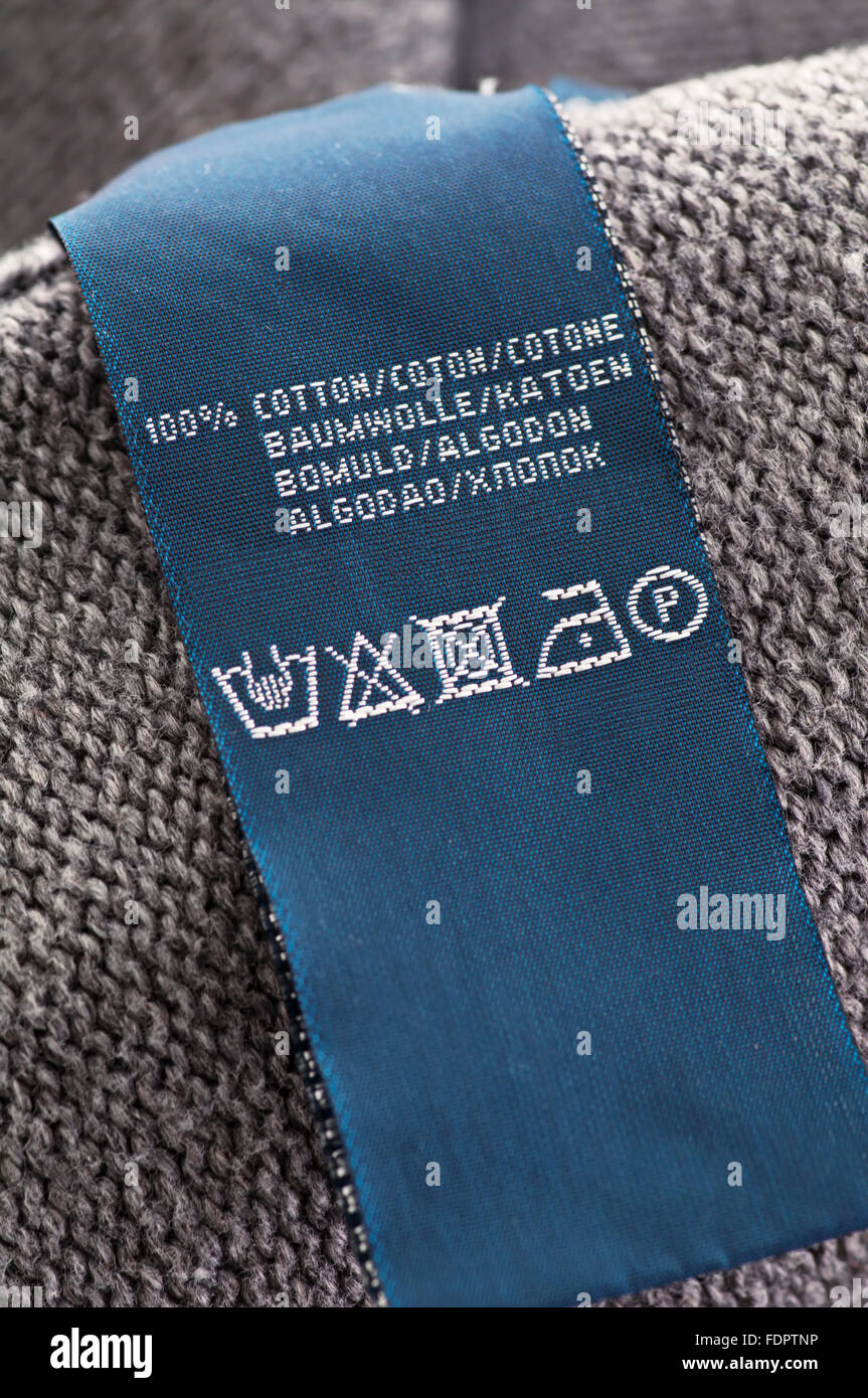 sweater,cotton,label,material declaration Stock Photo