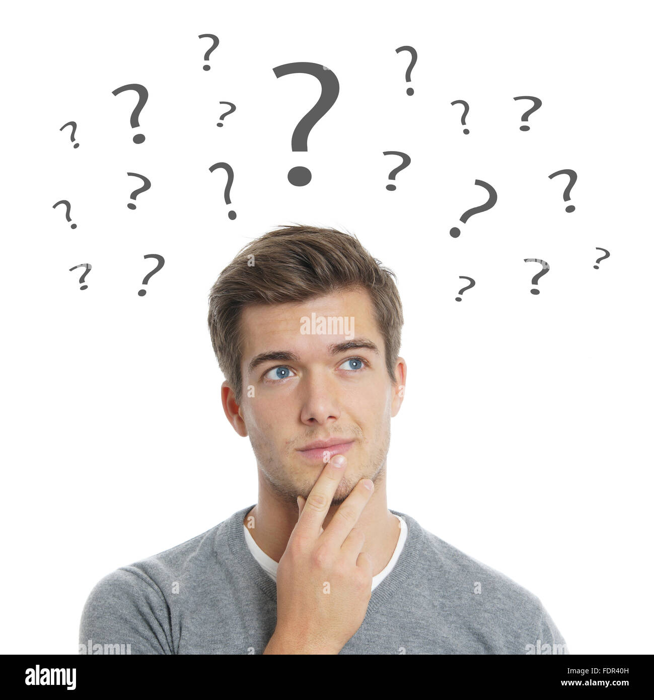 Young Manthinkingquestion Markquestioning Stock Photo 94550417 Alamy
