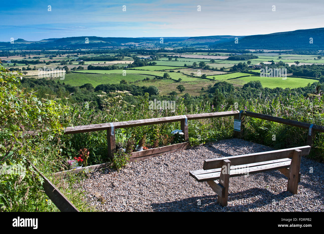 Bench at Clay Bank viewpoint (also site for remembrance tributes), with