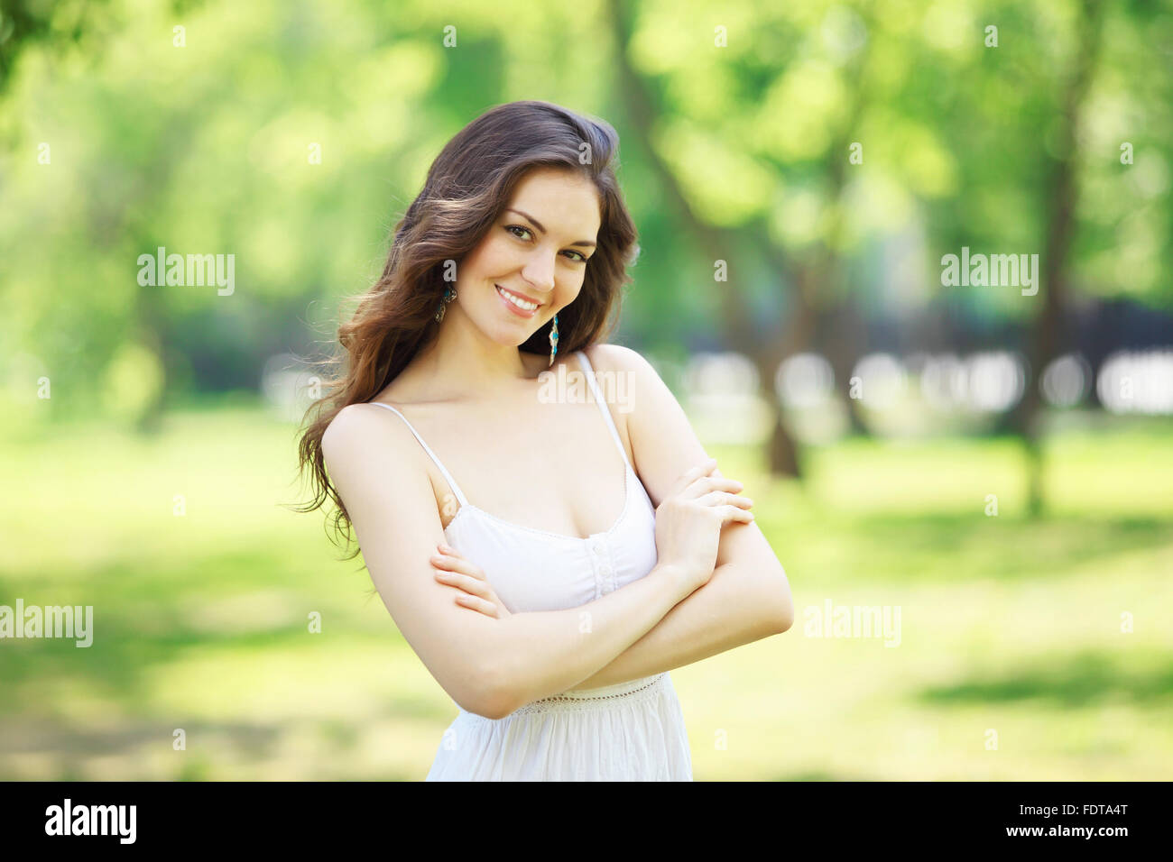 Beautiful young woman in the park. Outdoor portrait Stock Photo - Alamy