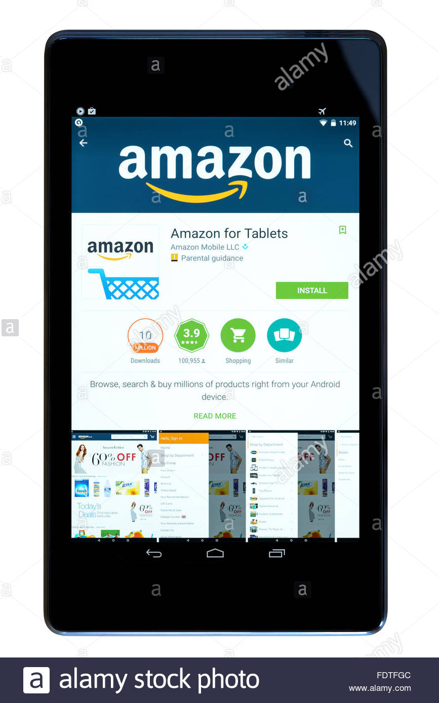 Amazon Shopping App On An Android Tablet Pc Dorset England Uk Stock Photo Alamy